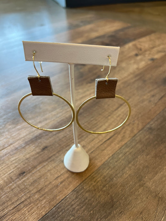 Leslie Curtis Gold Hoop Earring with Leather Accent