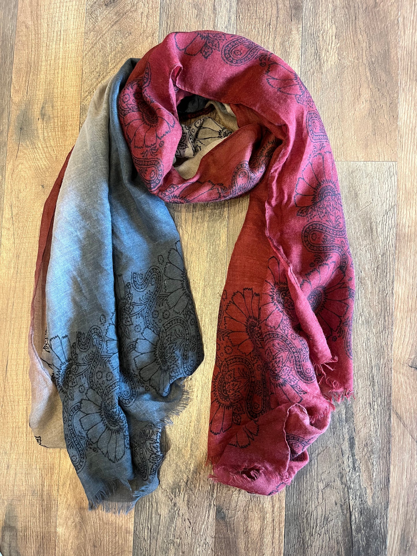 Subtle Luxury Ombre Henna Printed Scarf-Red