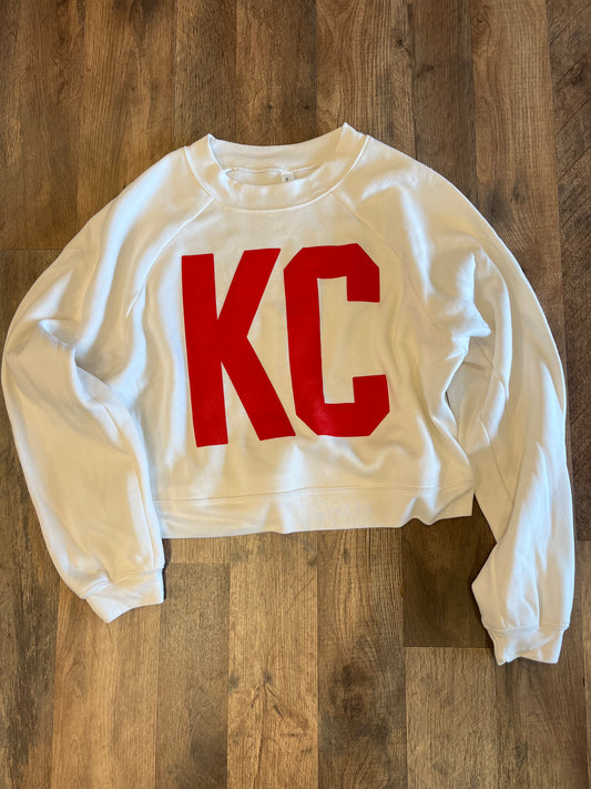 KC White Crop Sweatshirt