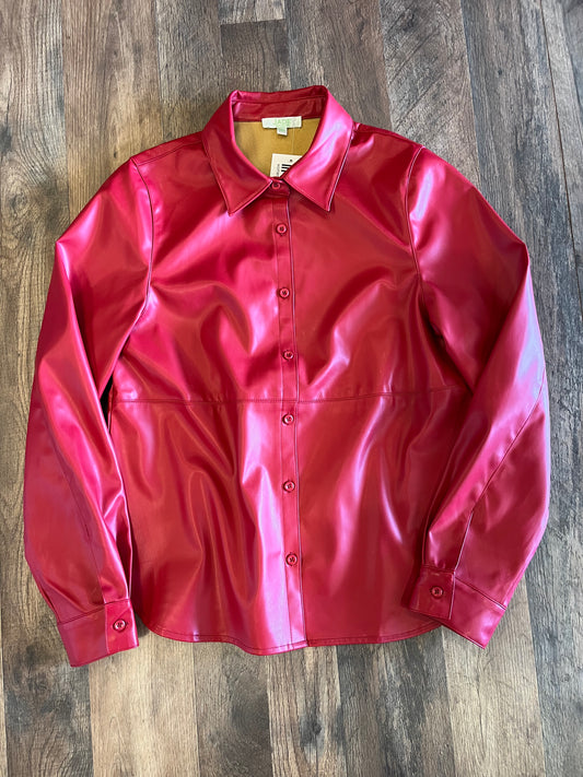 Jade Pleather Blouse