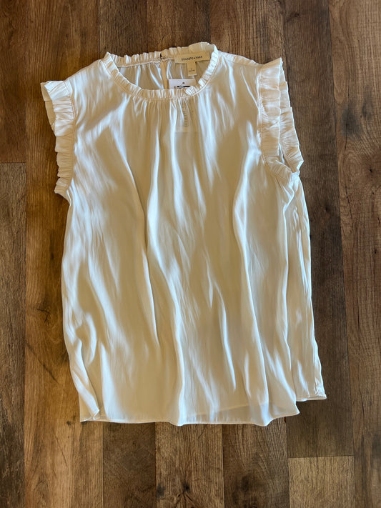 Grade and Gather Cream Ruffle Sleeveless Top