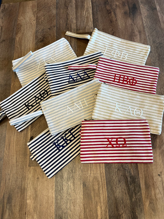 Simply Sisters Striped Sorority Pouch