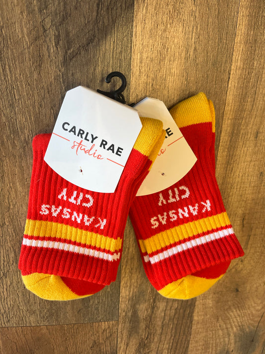 Carly Rae Studio Kansas City Crew Socks- Red & Gold