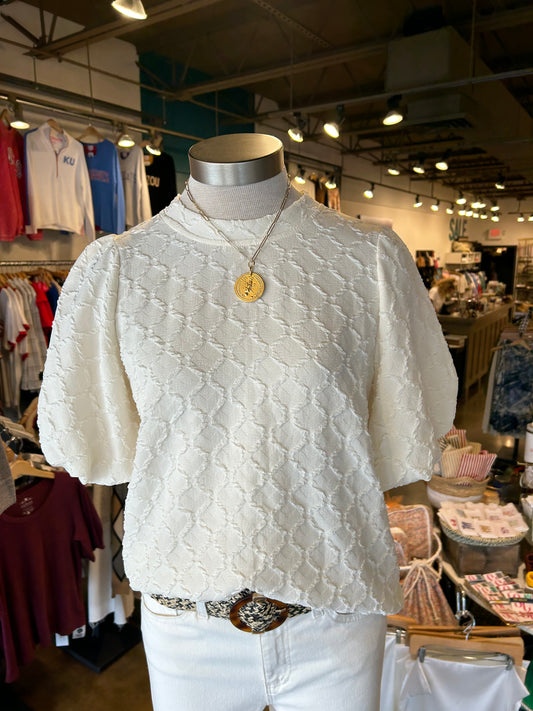 Joy Joy Short Sleeve Ivory Top