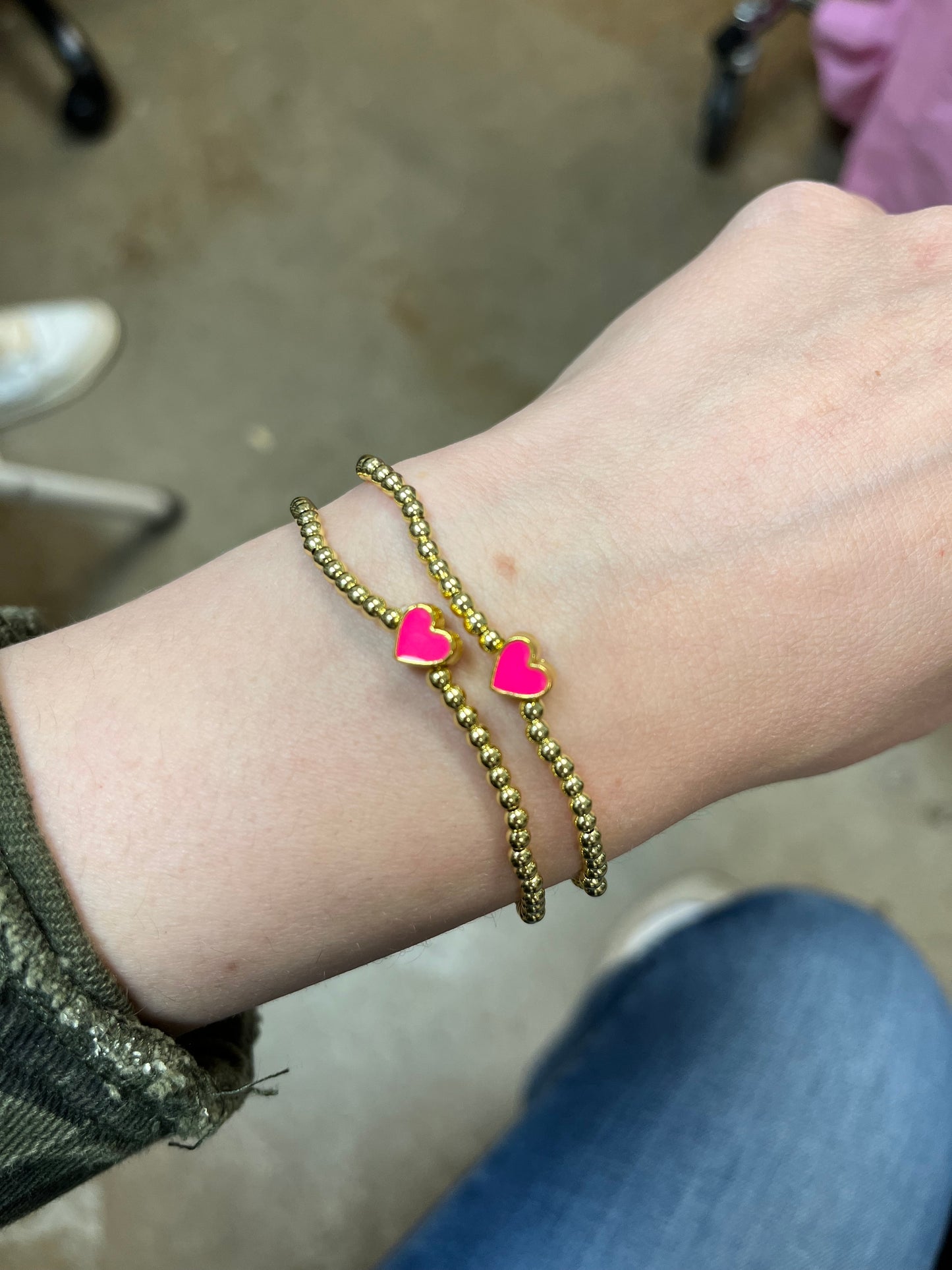 Marlyn Schiff Beaded Bracelet with Enamel Heart