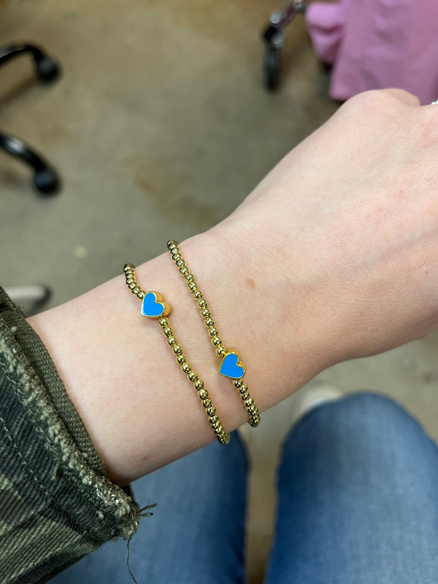 Marlyn Schiff Beaded Bracelet with Enamel Heart